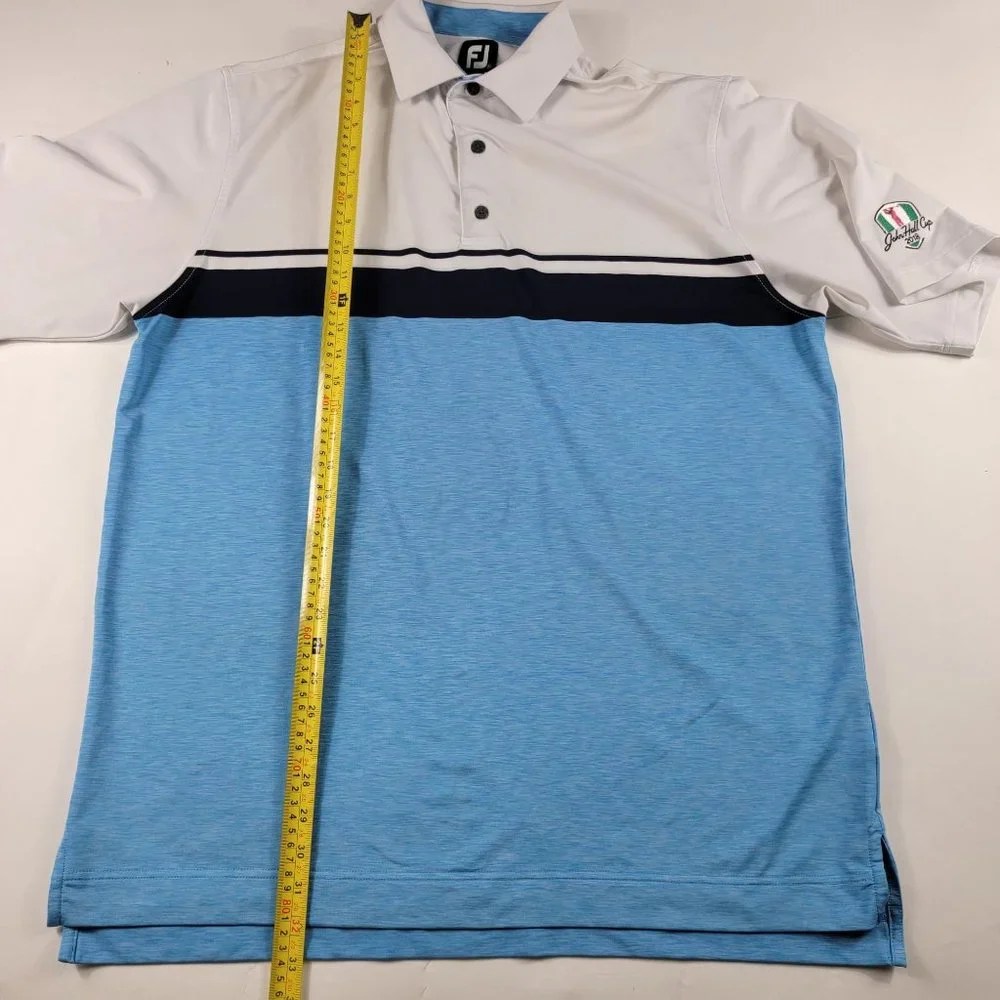 FootJoy Mens XL John Hall Cup 2018 Short Sleeve Blue White Solid Polo